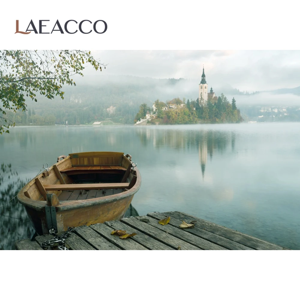 Laeacco фон для фотосъемки с изображением замка лодки порта реки деревянной доски