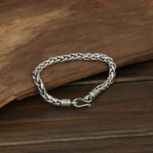 Роскошный мужской тканый браслет из стерлингового серебра 925 пробы, наручные браслеты, тайское серебро, плетеное панк винтажное украшение в подарок