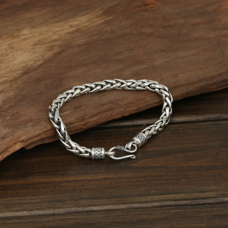 Роскошный женский серебряный плетеный браслет браслеты на запястье тайский