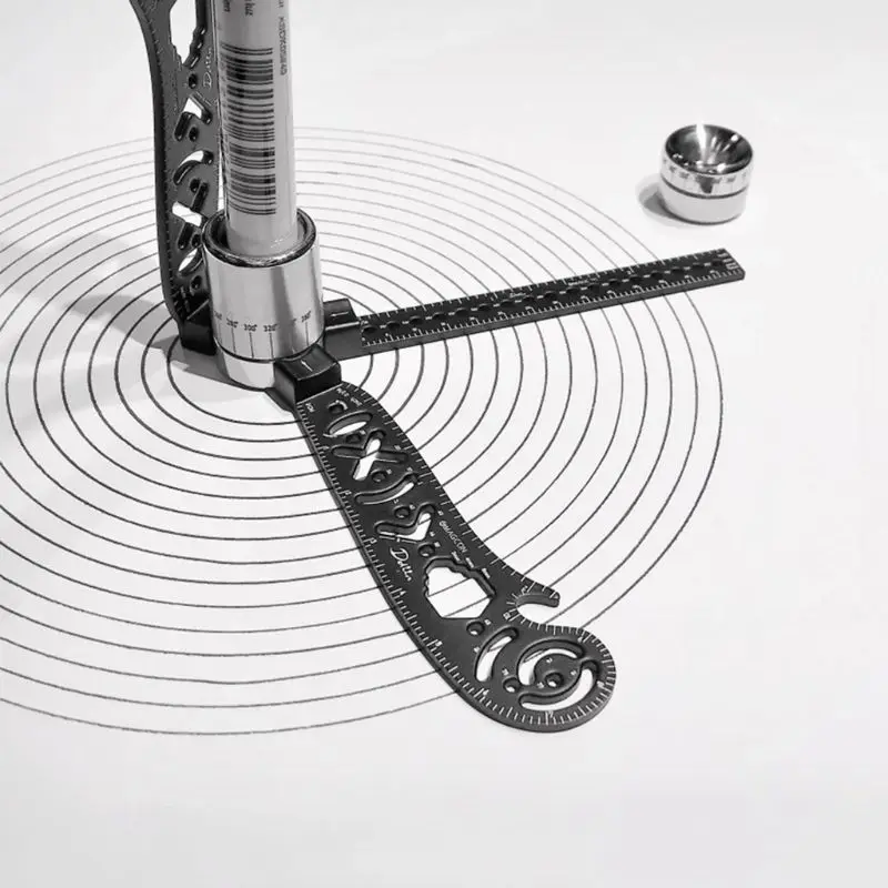  Multi Function Drawing Ruler Magnetic EDC Tool Mini Wrench Bottle Opener Compass Protractor Drawing