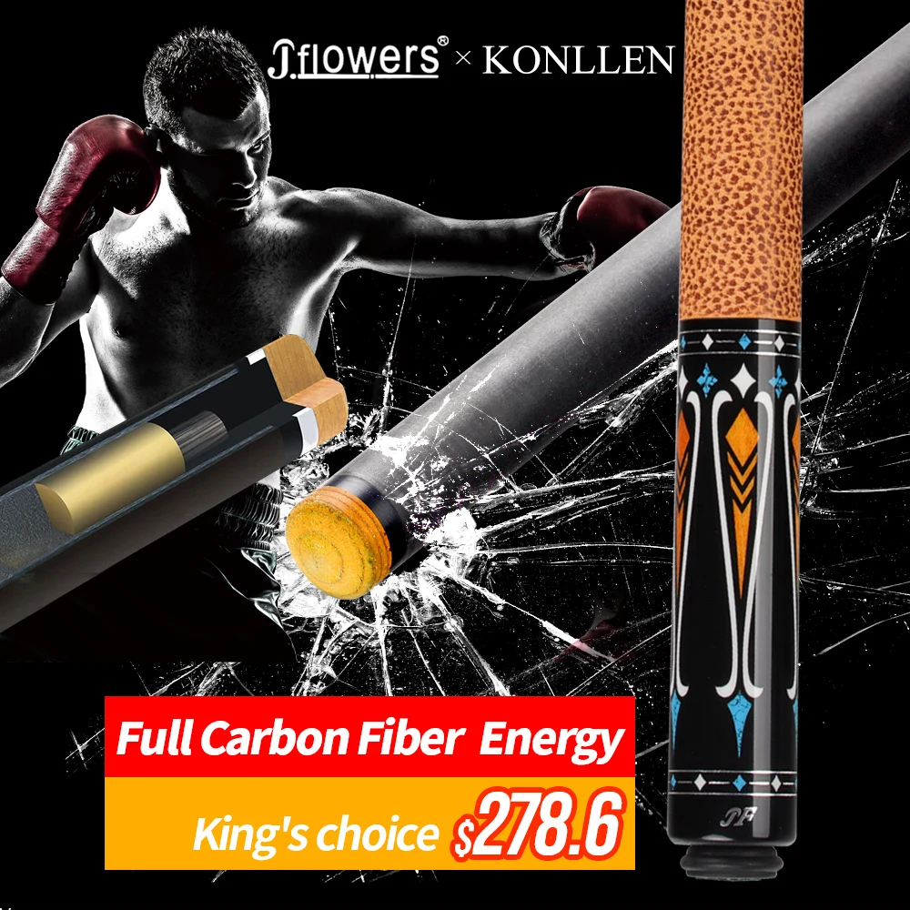 

KONLLEN JF Carbon Energy Full Carbon Fiber Pool Cue Shaft 12.5mm Stick11 Teeth Titanium Alloy Joint Cowhide Grip Technology Cue