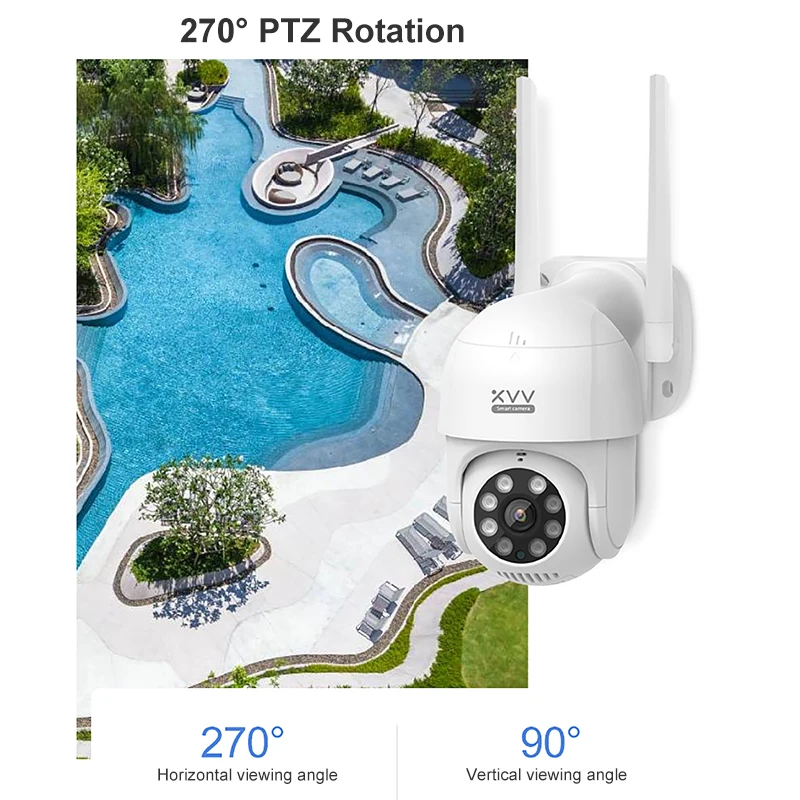 Xiaovv Smart P1 Outdoor Camera 2K 1296P 270° PTZ Rotate WiFi Webcam Humanoid Detect Waterproof Security Cameras For Mi Home