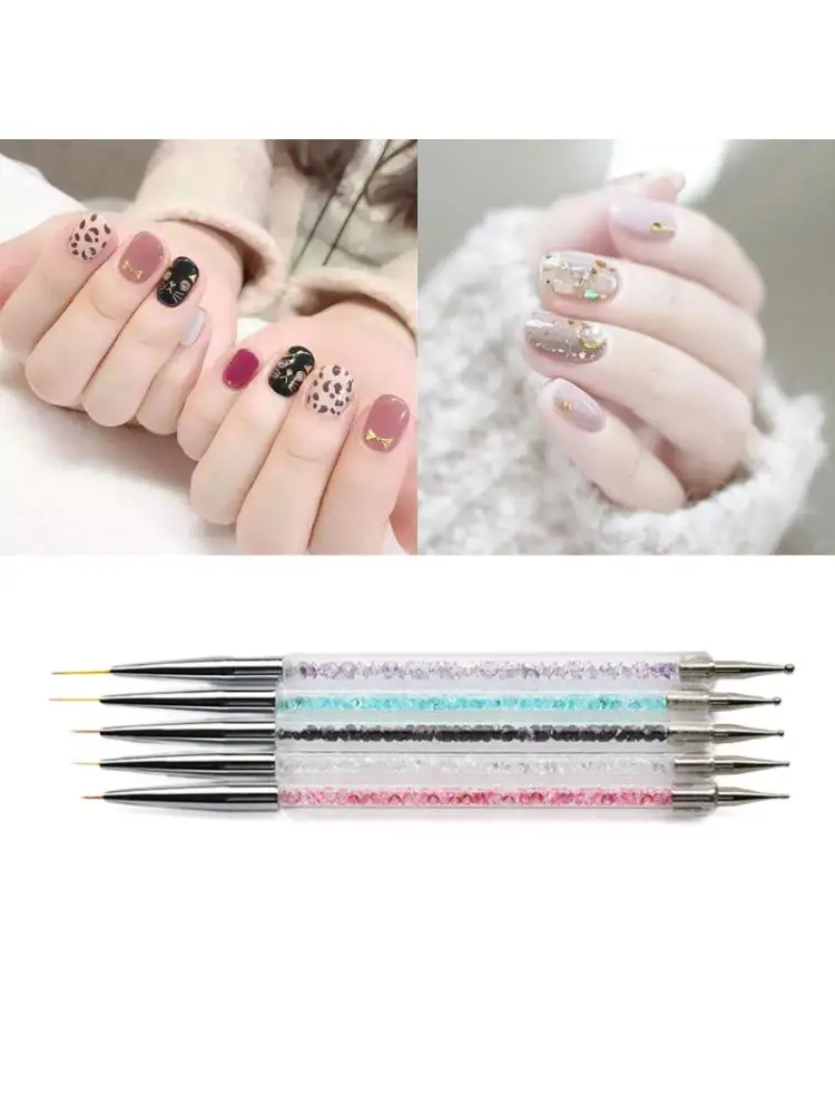 

5pcs 2 Way Nail Art Pen Dotting Drawing Painting UV Gel Liner Polish Brushes