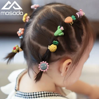 Mosodo Rubber Band Cute Headdress Little Girl Cartoon Rubber Band Kid Headband Flower Hairband Children Hair Accessories 1