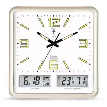 

Living room modern minimalist creative wall clock luminous home silent clock fashion square quartz clock