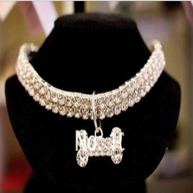 

Three Rows Diamond Belt Elasticity Dog Accessories Hanging Decoration Pet Collar Customizable