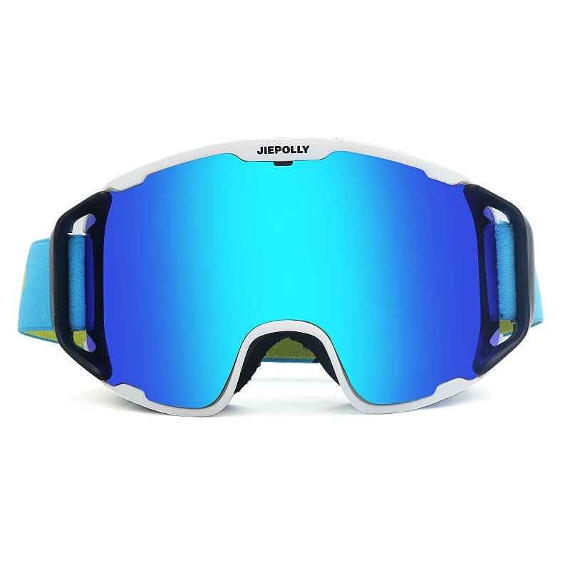 white and bule Лыжные очки UV400 Анти-туман Лыжная маска Лыжный Спорт Мужчины Женщины Снег Сноуборд очки зимние ветрозащитные лыжные очки Спорт на открытом воздухе - Цвет: white and bule