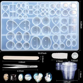 

Jewelry Silicone Casting Mold for Resin Epoxy Polymer Clay Earring Making Different Size of Heart Oval Circle