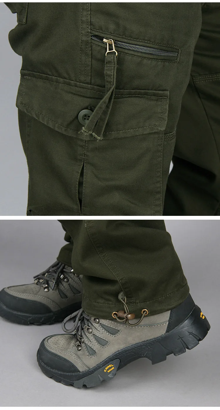 Мужские брюки-карго, тактические, с несколькими карманами, комбинезоны, мужские спортивные штаны, военные хлопковые свободные брюки, армейские военные рабочие прямые брюки
