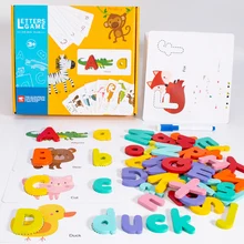 Jouet en bois pour enfants, 26 lettres anglaises, jeu d'éveil précoce, pratique de l'orthographe Cognitive