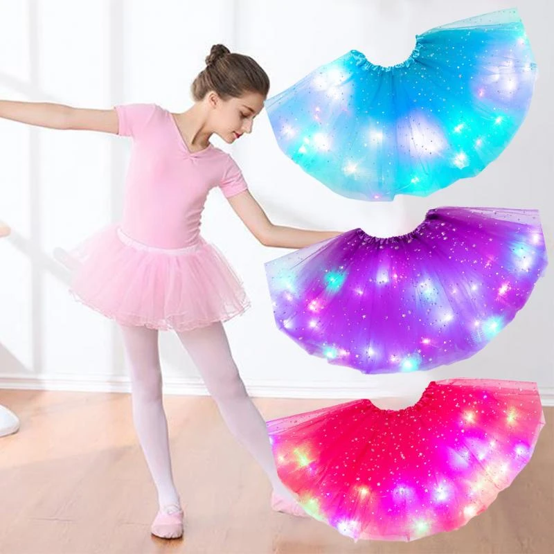 Falda de tutú mágico para niñas de estrellas de lentejuelas de luz mágica de princesa Ballet para niños falda de princesa para fiesta de Navidad danza Ballet|Faldas| - AliExpress