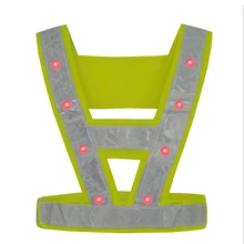 16pcs LED safety vest reflective running jacket Reflective Strap Vest Night Warning Vest Cycling Working Outdoor Clothes