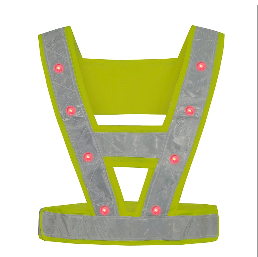 

16pcs LED safety vest reflective running jacket Reflective Strap Vest Night Warning Vest Cycling Working Outdoor Clothes