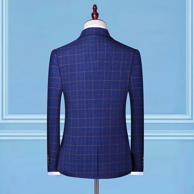 2019 suit three-piece men's slim check suit groom wedding dress (jacket + pants + vest) men's boutique business casual suits 2019 suit three-piece men's slim check suit groom wedding dress (jacket + pants + vest) men's boutique business casual suits
