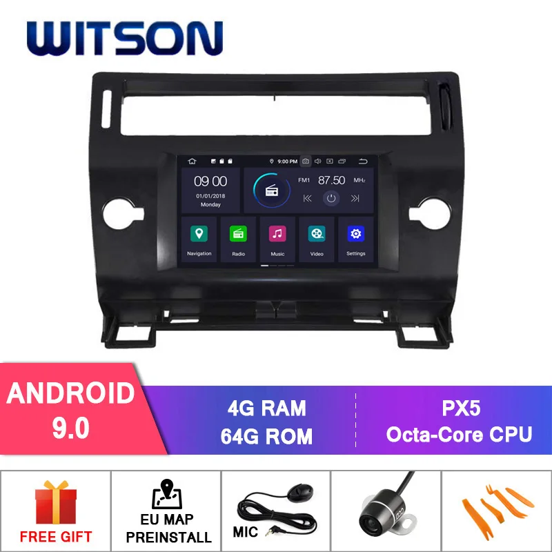 WITSON Android 9,0 4+ 64G Автомобильный dvd-плеер gps для CITROEN C4 4 черный и серебристый цвет 2004-2012 gps-навигатор автомобильный Радио Аудио