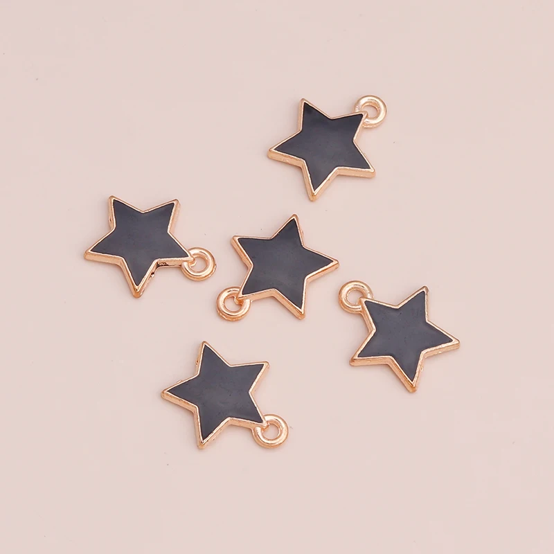 10 pçs 13x13mm esmalte estrelas pingentes jóias para encantos diy fazer pulseiras crafting brincos colares acessórios