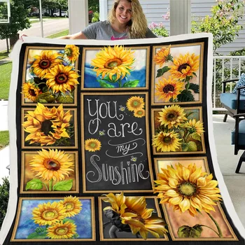 

ONGLYP You Are My Sunshine Blanket Soft Warm Sherpa Fleece Sunflower Throw Blanket for Bed Couch Sofa School Nap Travel Blankets