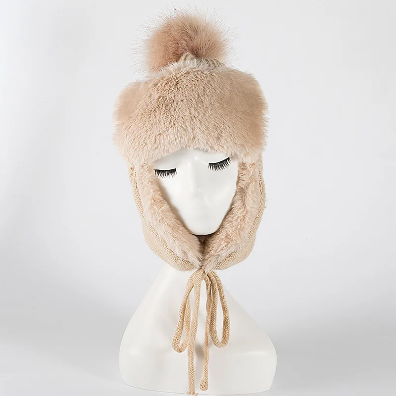 Winter Fur Hat For Women Men Warm Soft Beanies Knitted Cap Quality Faux Fur Bomber Hats Russian Ski Hat bonnet