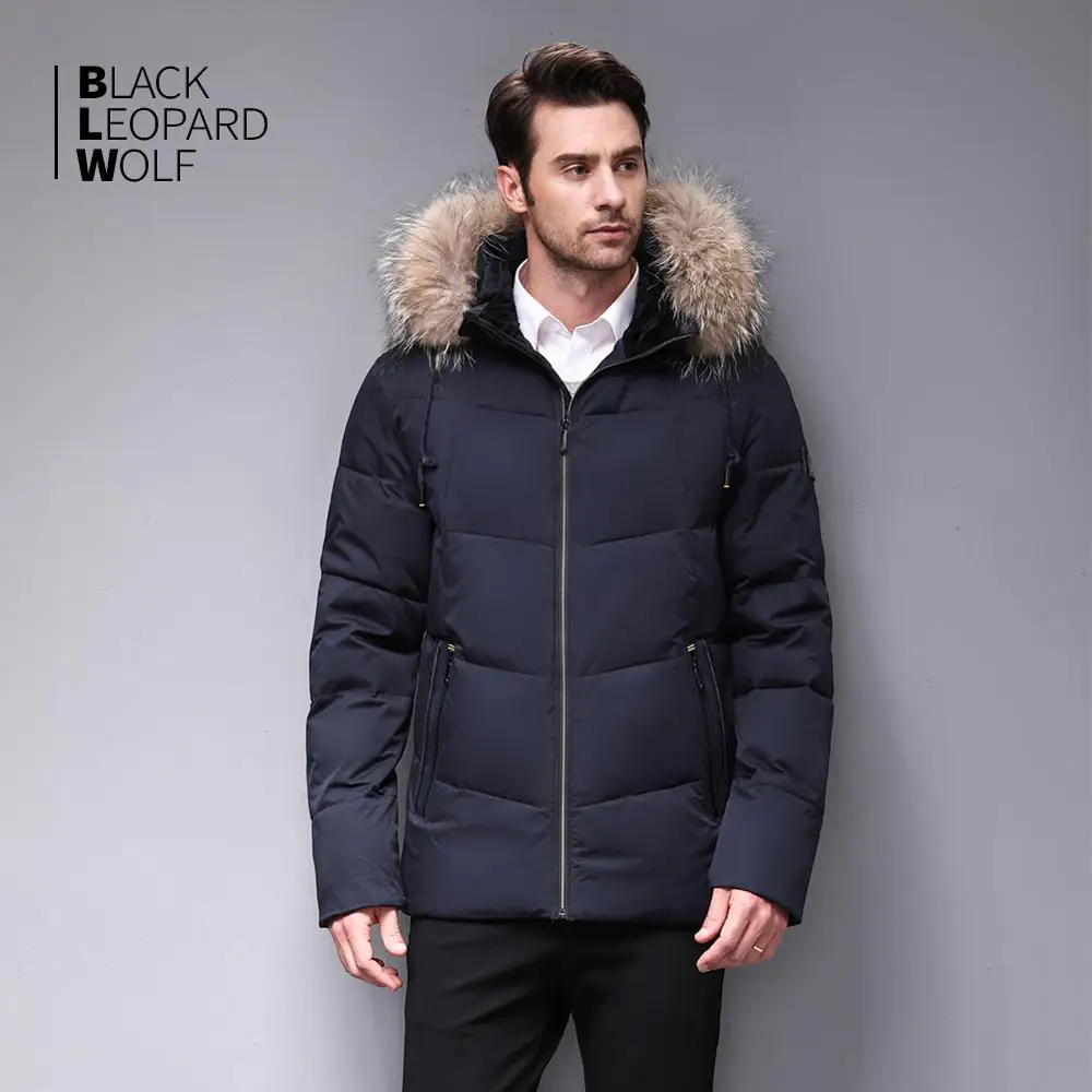Мужская куртка с мехом енота Blackleopardwolf роскошная ветровка воротником BL 973M зима