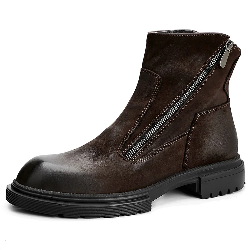 Fashion Men Chelsea Boots Casual Shoes Designer Shoes Mens Genuine Leather Cowhide Autumn Winter Ankle Boots Combat Boots Mens