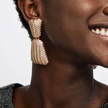 

Fashion Gold Drop Earrings for Women Statement Big Geometric Metal Earring Women's Hanging Earrings Modern Jewelry