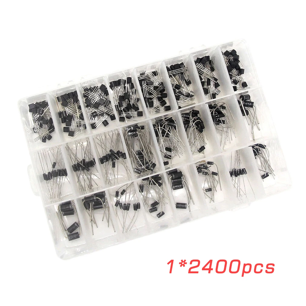 

400 Pcs/Kit Universal Transistors And Diodes Bridge Rectifier Assorted Box 24 Values Perfect Use For Home Office 400 Pcs