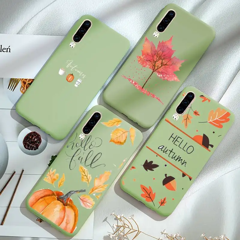 

Pumpkin happy autumn fall leaves Phone Case Candy Color for iPhone 6 7 8 11 12 s mini pro X XS XR MAX Plus