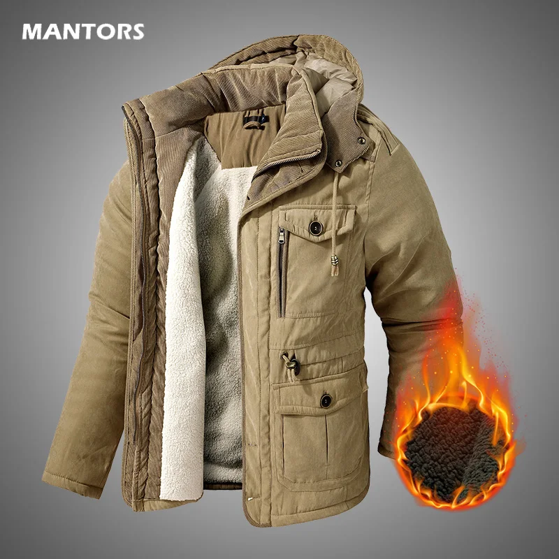 Men’s Thicken Warm Jacket Fleece Hood Parkas Men Overcoat  Loose Casual Windproof Parka Men Military Jacket Coat