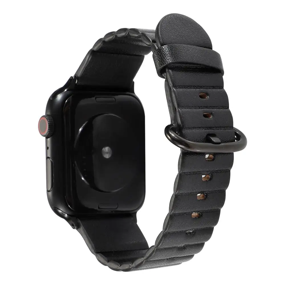 CACKOIE Leather Ring Stripe Strap Leather Touch Apple Watch Series 12345 38mm 42mm 40mm 44mm Smart 2