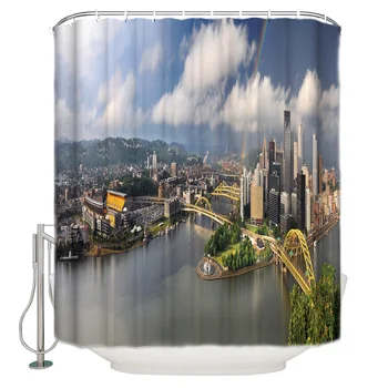

Pitts Burgh City Scenery Shower Curtain Waterproof Bathroom Curtain Polyester Bath Curtain Home Decor 12 Hooks