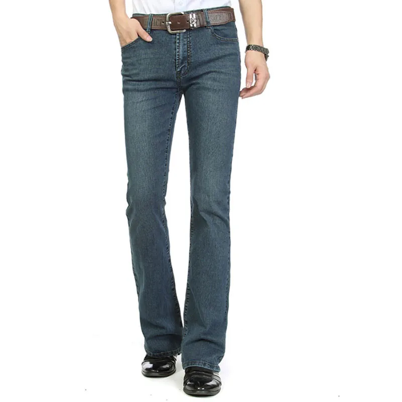 Джинсы мужские 2019 новые мужские Ретро винтажные джинсы эластичные расклешенные брюки мужские микро брюки тонкие джинсы больше размеров