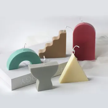 

Geometric Art shape candle mold Abstract design craft candle Wax mold Arched ladder shape candle silicone mould