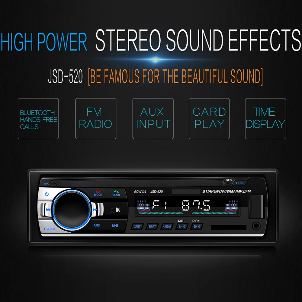 Для стерео-Радио автомобильной FM Авторадио Bluetooth MP3-плееры Aux вход приемник SD USB 12 В в тире 1 din Автомобильный мультимедийный проигрыватель