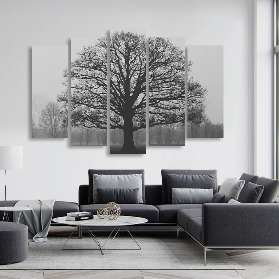 

5 Panels Huge Tree Natural Landscape Canvas Paintings Interior Wall Art Pictures POP Prints Posters for Living Room Home Decor