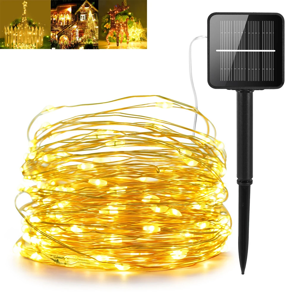 

200 LED Solar Powered Starry String Lights Outdoor Waterproof Flashing Fairy Light Christmas Garden Party Wedding Holiday#