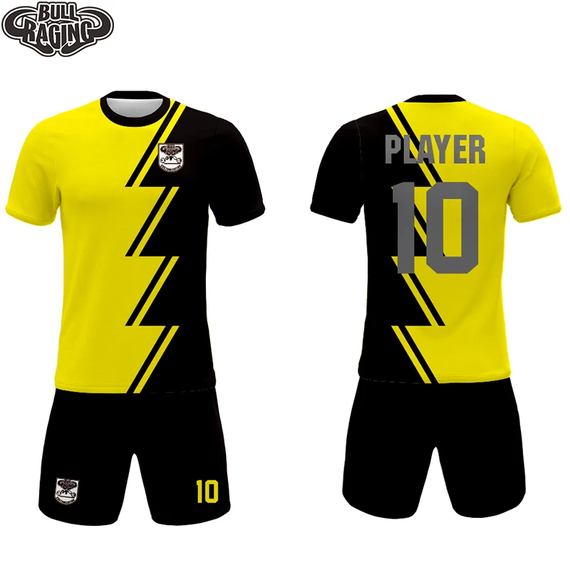 

Black yellow color new design sublimation printing soccer jersey uniform make your team soccer kits