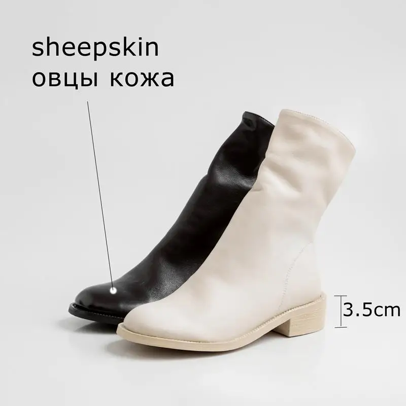ALLBITEFO/Новинка; Брендовые женские ботинки из мягкой натуральной кожи для отдыха; ботильоны в простом стиле на толстом каблуке; Зимние Модные пикантные ботинки для девочек