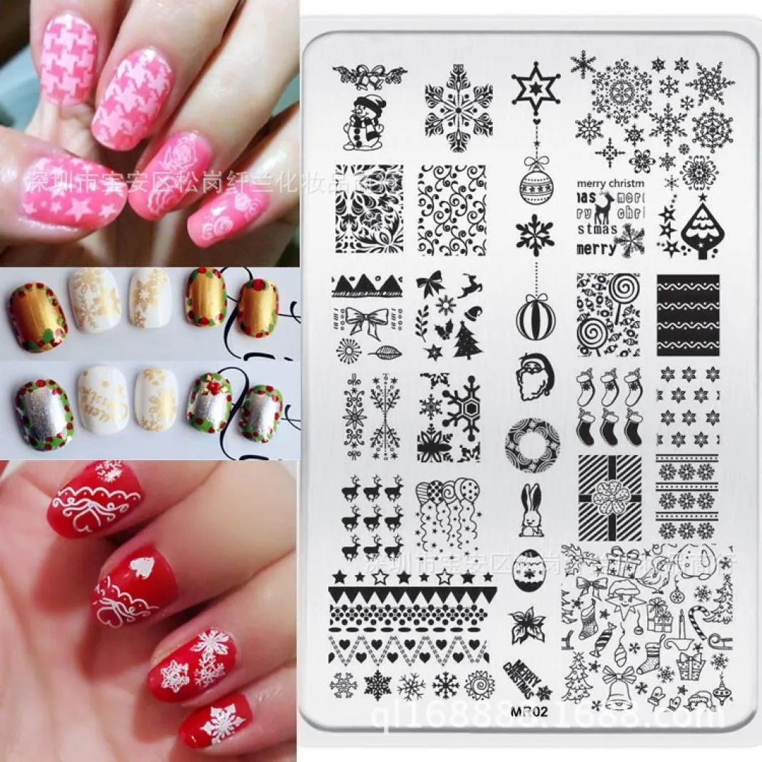 

Special Offer Nail Printing Template Blue Tape Printed Steel Plate Christmas Series Nail Polish Template MR Series 3 No.