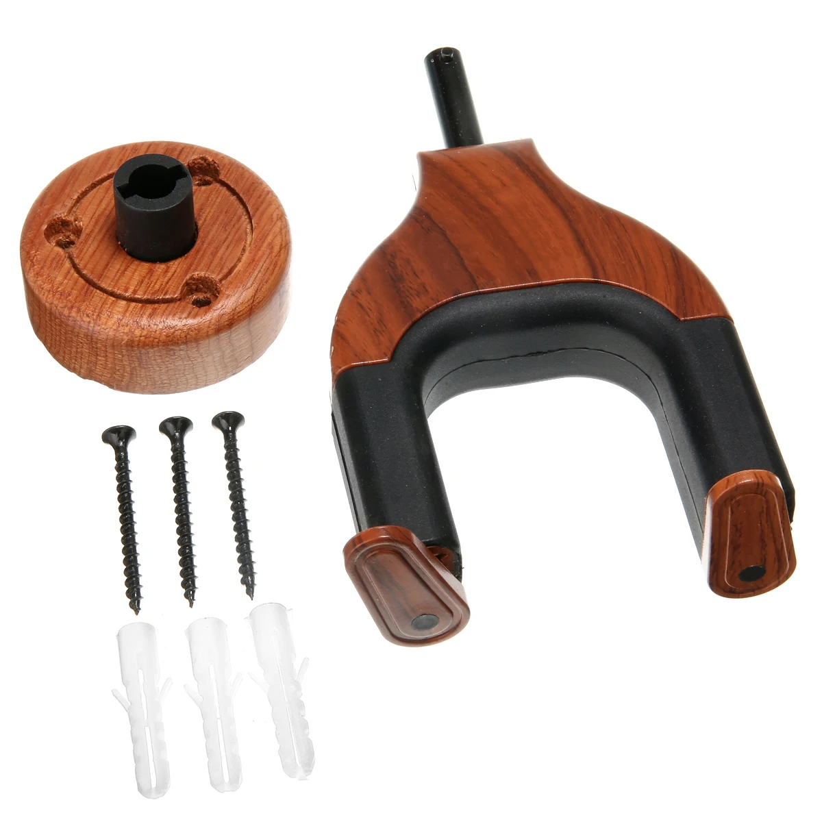 Practical Guitar Wall Mount Auto Lock Guitar Wall Hanger Hard Wood Base in Guitar Shape Guitar Hooks