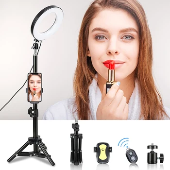 

ZOMEI 8 Inch Desktop LED Ring Light 3 Lighting Modes USB with Mini Ball Head Tripod Stand for Live Video Recording Selfie Makeup