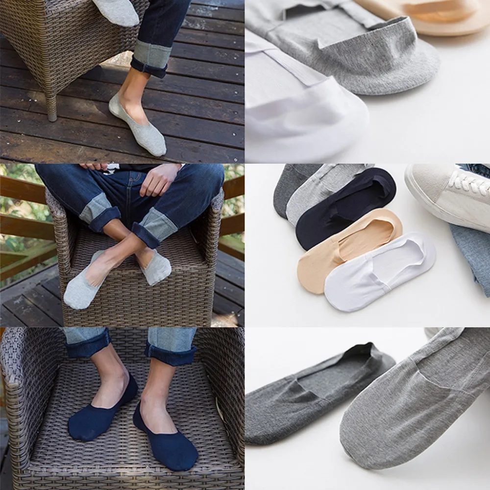  10 Pairs Fashion Man Antiskid Invisible Low Cut Socks Anti-slip Toe Ankle Sock (4)