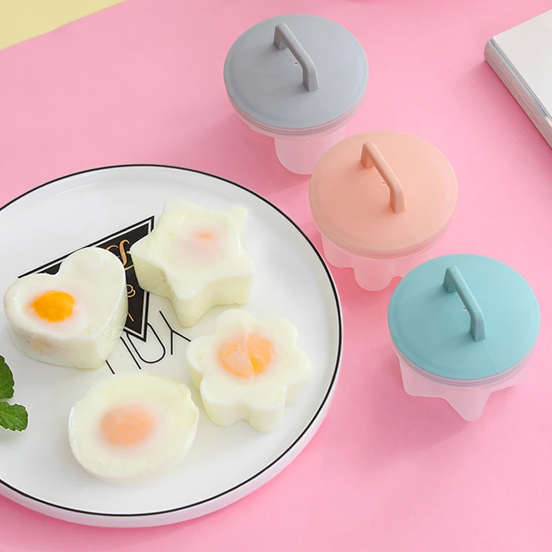 4 Pcs Kitchen Egg Cooker Tools Cute Poacher Plastic Boiler Mold Form Maker With Lid Brush Pancake kitchen accessories | Дом и сад