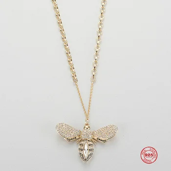 

2020 New Fashion Charm Pure 925 Silver Original 1:1 Copy, Cute Bee Element Light Spirit Necklace Female Luxury Jewelry Gifts