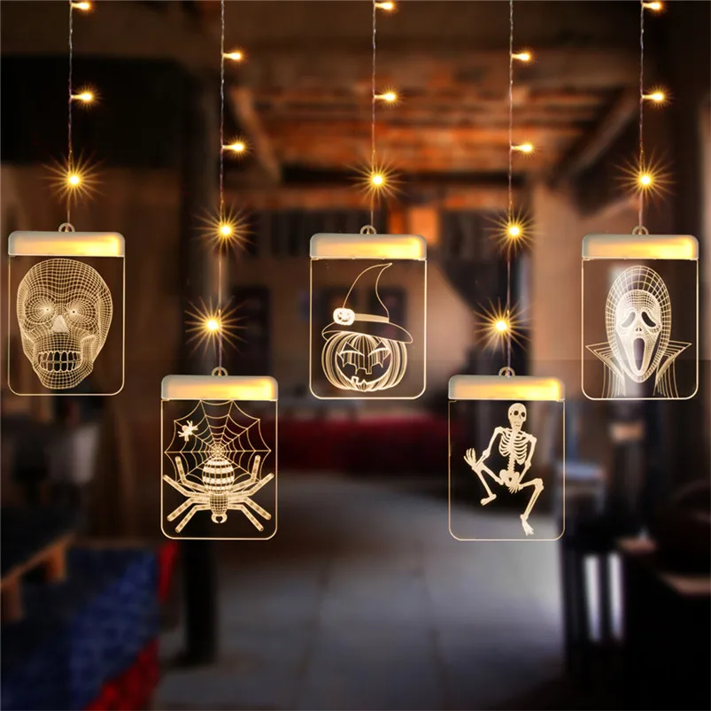 

Halloween Decoration Lamp USB Led String Lights Garland Hollween Light 3D Acrylic Skull Pumpkin Lights for Party Decor Luces