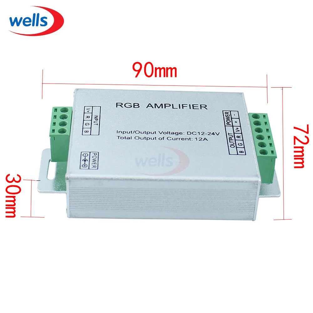 

RGB Amplifier Controller 12A For 3528 5050 RGB LED Strip Light DC12-24V