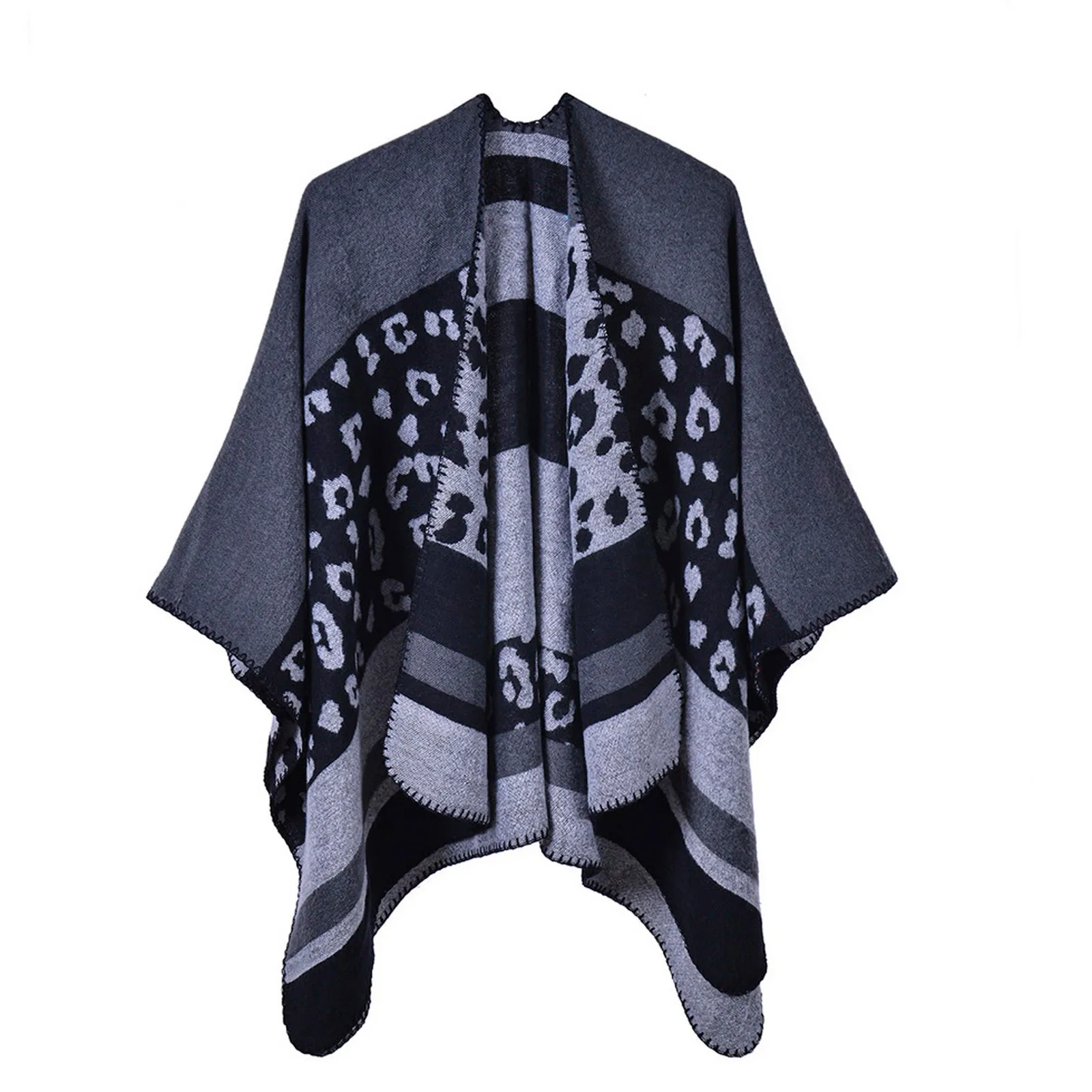Women Winter Knitted Cashmere CapesDual-use Warmth Plaid Pattern Shawl Custom Mexican Womens Wool Poncho |