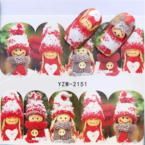 Sheet 3D Nail Stickers Christmas Decorations Deer Santa Claus Sliders Adhesive Nail Decals UV Gel Polish Wraps Tips