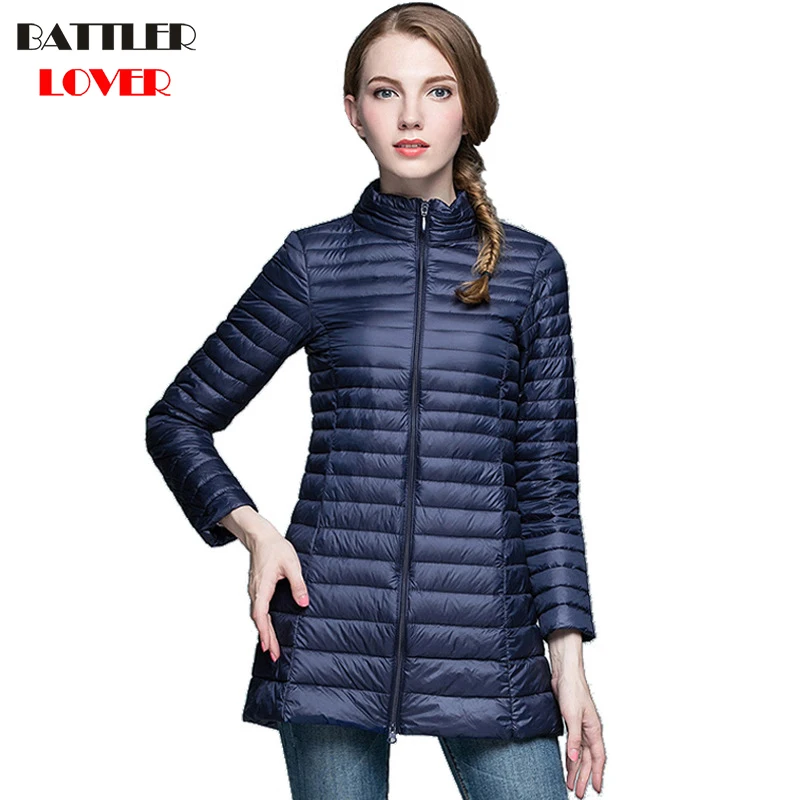 Winter Women Ultra Light Down Jacket 90% Duck Down Long Jackets Long Sleeve Warm Slim Coats Womens Parka Female Portabl Outwear