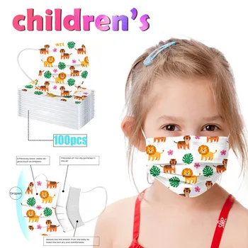

Children's Mask Disposable Face Mask 3Ply Ear Loop 50/100PC Solid Breathable Facemask Masker With Cotton Christmas halloween