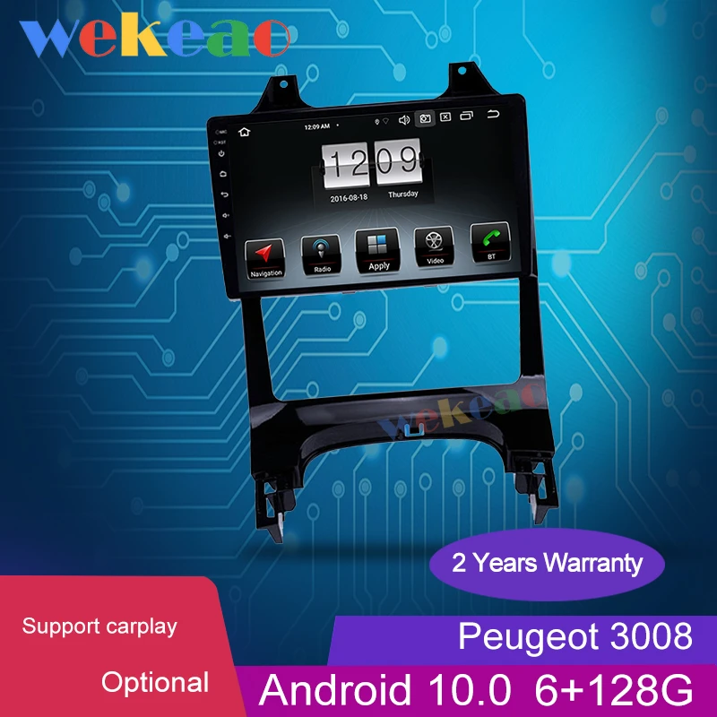 Wekeao 9&quot Android 10.0 Auto Dvd Multimedia Player For Peugeot 3008 Car Radio Automotivo GPS Navigation Stereo 4G 2009-2015 | Автомобили